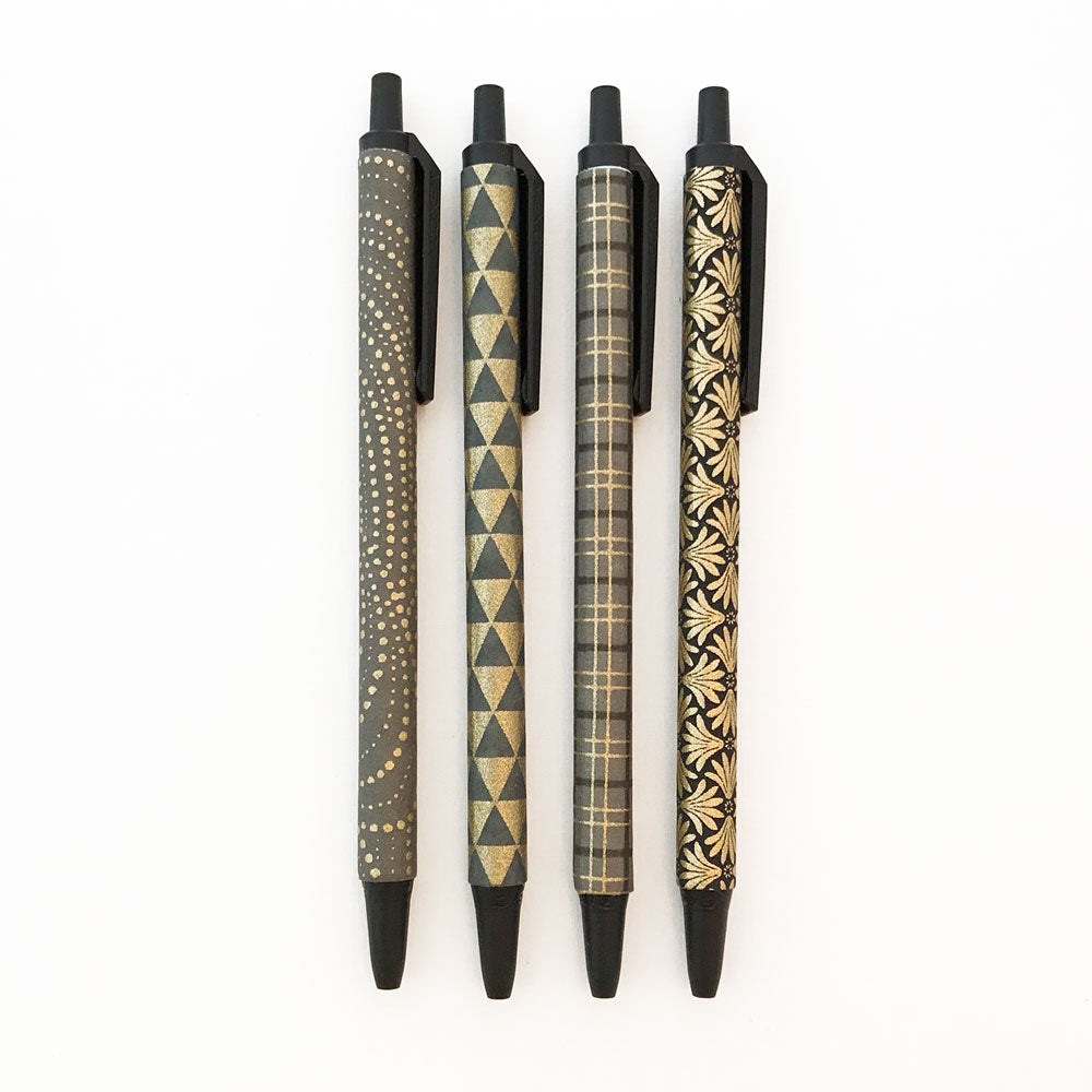 Set of 4 - Charcoal & Gold